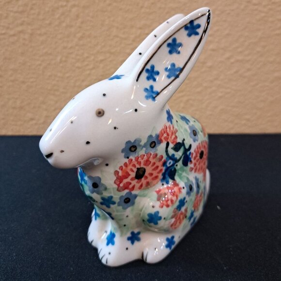 Polish Pottery  Unikat Polish Pottery Bunny Figurine By M. Starzyk 1968 - Picture 2 of 6